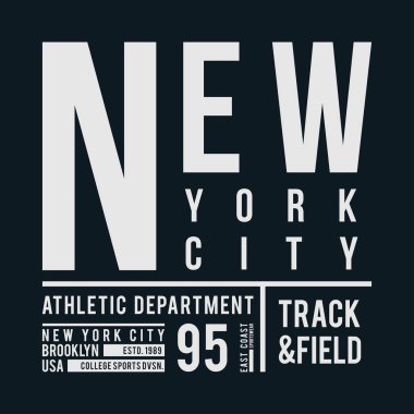 New York, Brooklyn tipografi t-shirt baskı için. T SHIRT baskı için vintage rozet. Üniversite stili