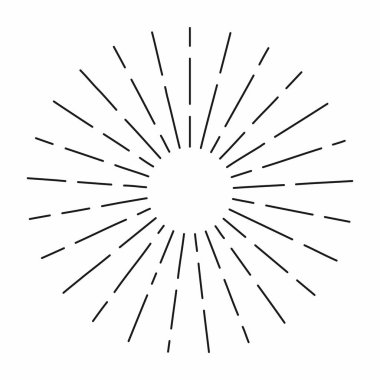 Vintage sunburst çizgiler şeklinde, doğrusal Radyal patlama. Hippi kültürü için Retro güneş