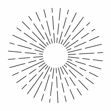 Vintage sunburst çizgiler şeklinde, doğrusal Radyal patlama. Hippi kültürü için Retro güneş