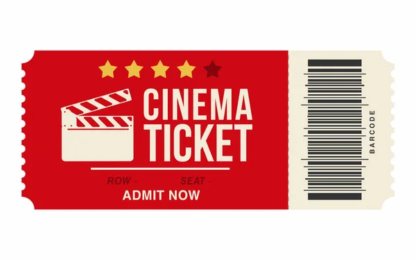 Cinema ticket isolated on white background. Realistic cinema or movie ticket template — Stock Vector