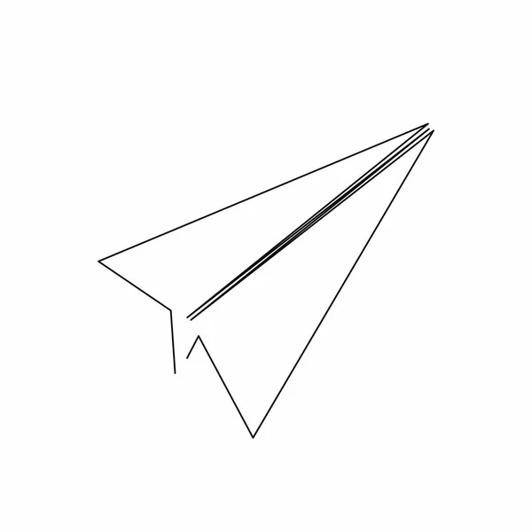 Papír repülőgép ikon line art stílus. Sík ikon háttér elszigetelt. Folyamatos vonalas rajz — Stock Vector