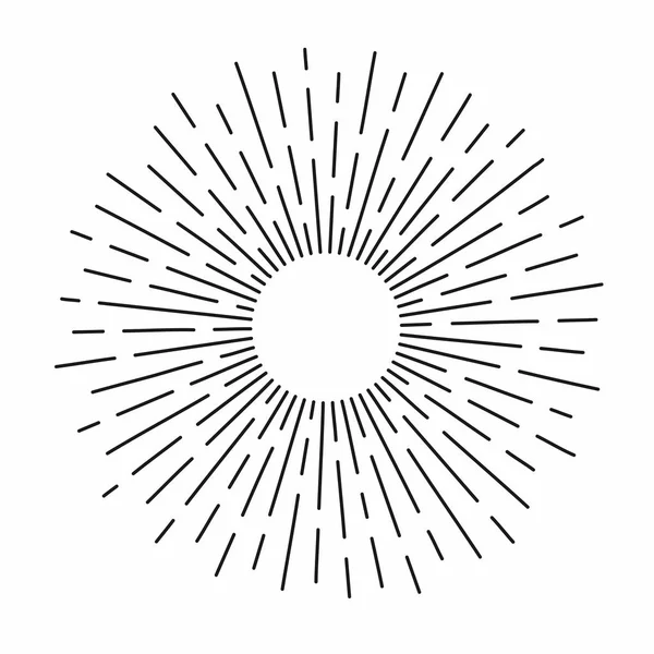 Vintage sunburst en forma de líneas, explosión radial lineal. Sol retro para la cultura hipster — Vector de stock