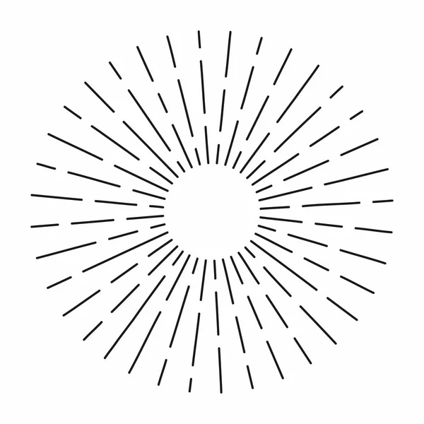 Coup de soleil vintage en forme de lignes, coup de soleil radial linéaire. Soleil rétro pour la culture hipster — Image vectorielle
