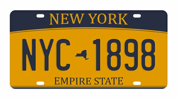 Beyaz arka plan üzerinde izole plaka. Rakam ve harf ile New York lisans plaka. T-shirt grafik için rozet
