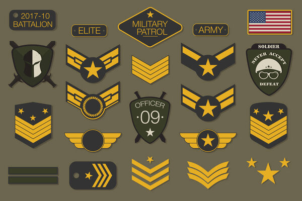 Военные значки и армейские пластыри. Военная вышивка шеврон и штифт дизайн для футболки графики
