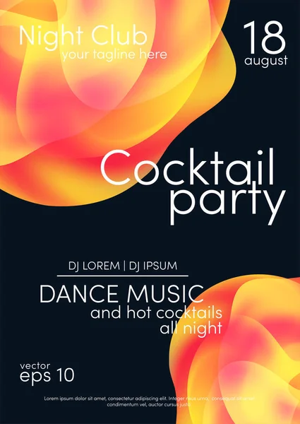 Cocktail party poster. Music poster background template with abstract shapes. Trendy flyer design — Stock Vector