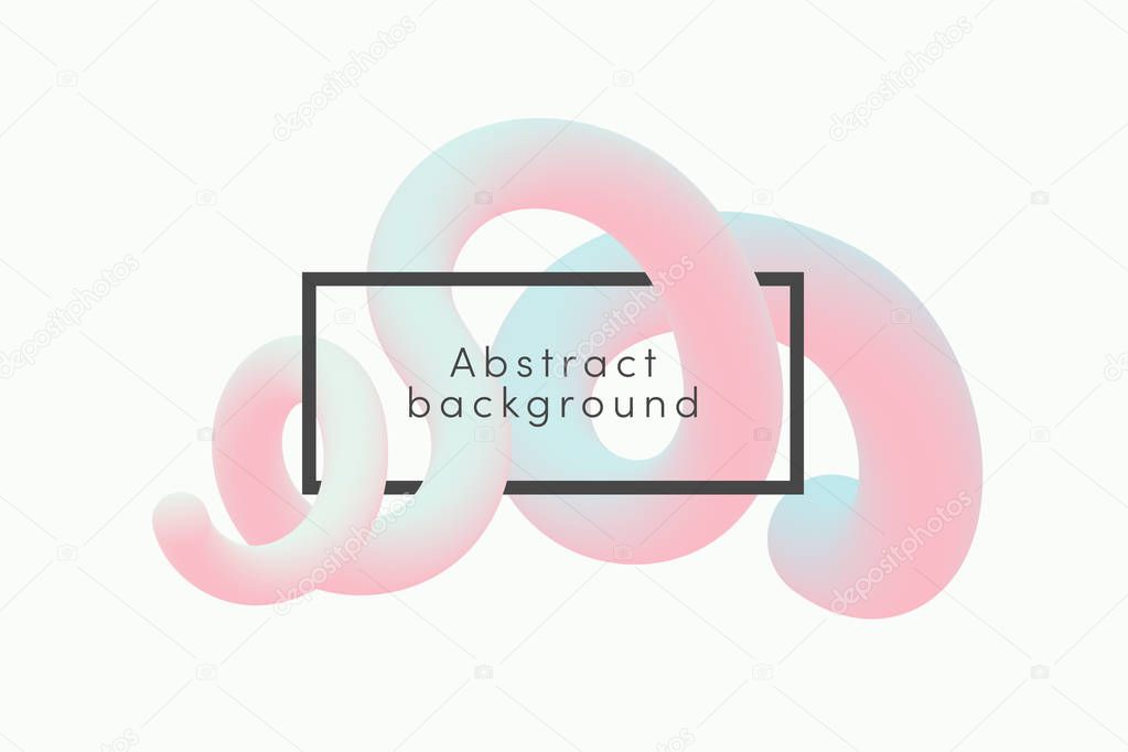 Liquid dynamic shape background with black frame. Abstract background with fluid shape in pastel colors