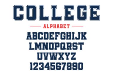 Klasik kolej yazı tipi. Futbol, beysbol ya da basketbol logo ve t-shirt için Amerikan tarzında Vintage spor yazı tipi. Atletizm Bölümü yazı, okul takımı tarzı yazı
