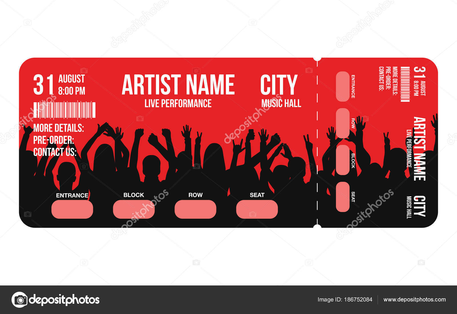 Concert ticket template Concert party or festival ticket design Concert ticket template Concert party or festival ticket design