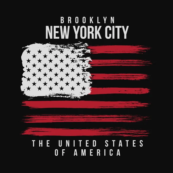 T-Shirt-Grafik mit amerikanischer Flagge und Grunge-Textur. new york typography shirt design. Modernes Grafikdesign für Poster und T-Shirts — Stockvektor