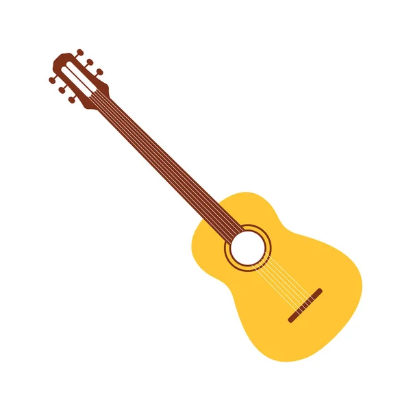 Guitarra acústica en estilo de dibujos animados. Icono de guitarra simple para el carnaval tradicional y la decoración del festival — Vector de stock