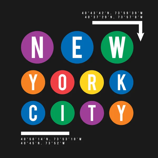T-Shirt-Design im Konzept der New York City U-Bahn. Coole Typografie mit Hemdmuster. T-Shirt Grafik im urbanen und Street-Style — Stockvektor