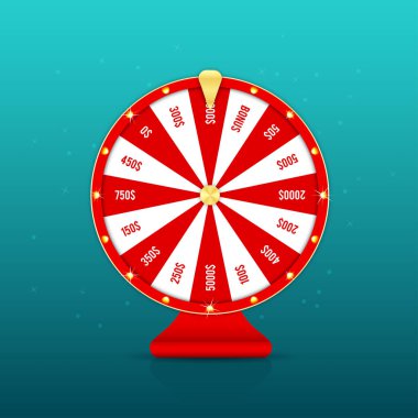 Gerçekçi tekerleğin servet üzerinde arka izole ödüller. Rulet ve servet tekerlek kavramı, casino Ödülü ve şans kumar kırmızı