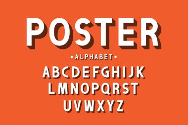 Retro kalın yazı tipi ve alfabe. Retro tarzı uzun gölgeler güçlü harflerle. Vintage tipografi