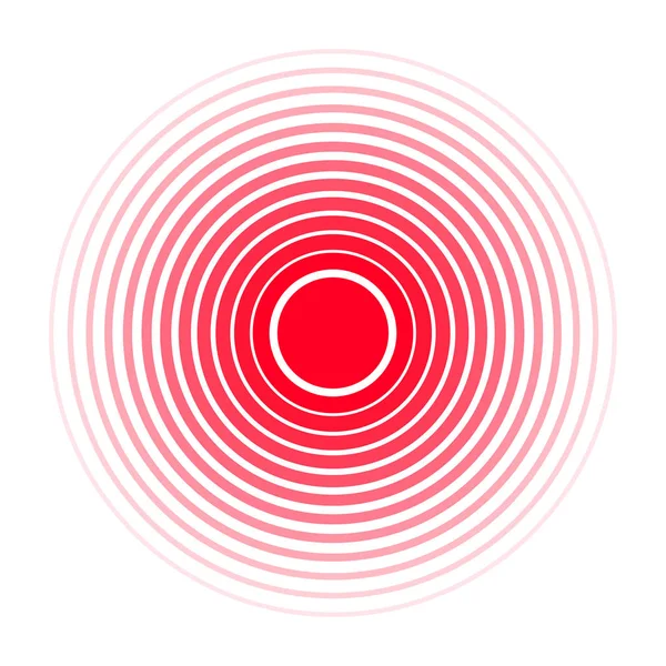 Піктограма концентрації болю. Червоні кола, символ концентрації болю для медичних знеболюючих препаратів, головного болю, м'язів і болю в животі — стоковий вектор