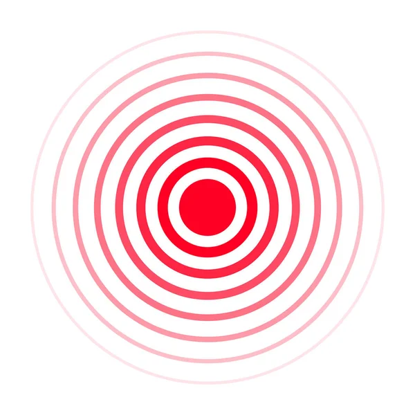 Icône de concentration de douleur. Cercles rouges, symbole de concentration de la douleur pour les médicaments analgésiques médicaux, maux de tête, douleurs musculaires et abdominales désignation — Image vectorielle