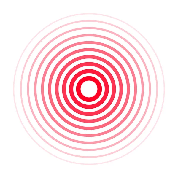Bolest koncentrace ikona. Červené kruhy, symbol bolesti koncentrace pro lékařské proti bolesti léky, bolest hlavy, svalů a žaludek bolet označení — Stockový vektor