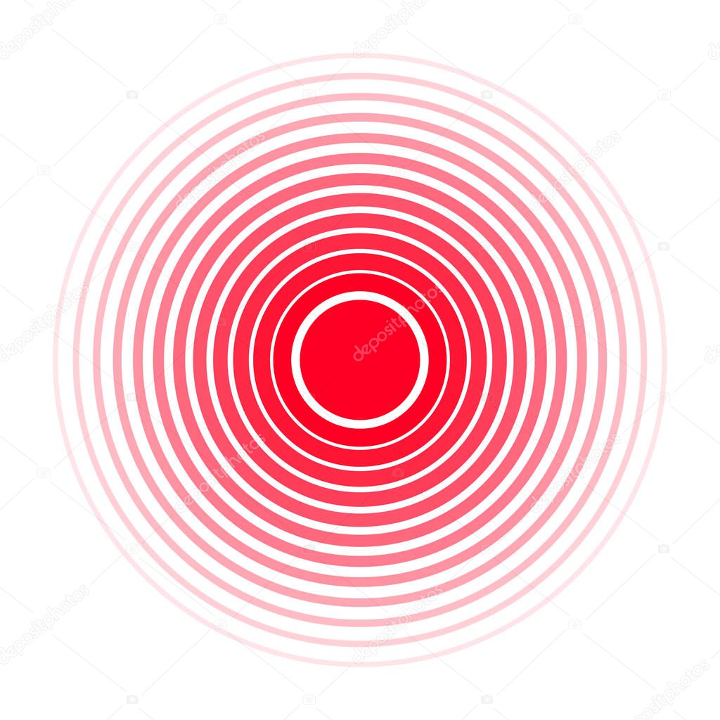 Pain concentration icon. Red circles, symbol of pain concentration for