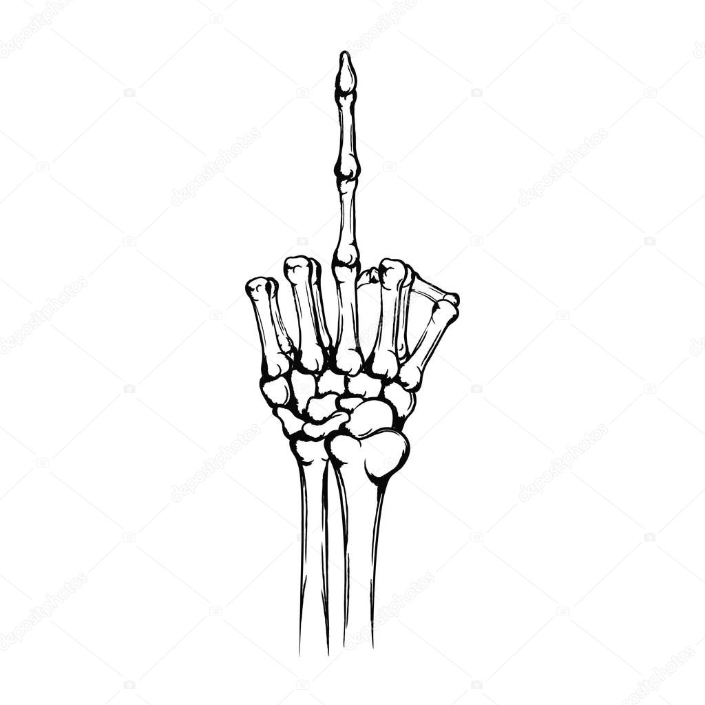 Hand Of The Skeleton With Raised Up Middle Finger Rude Gesture Fuck You Symbol Hand Drawn Human Hand With Bones Isolated On White Background Vintage Grunge Technique Vector Premium Vector In Hand Of The Skeleton With Raised Up Middle Finger Rude Gesture Fuck You Symbol Hand Drawn Human Hand With Bones Isolated On White Background Vintage Grunge Technique Vector Premium Vector In