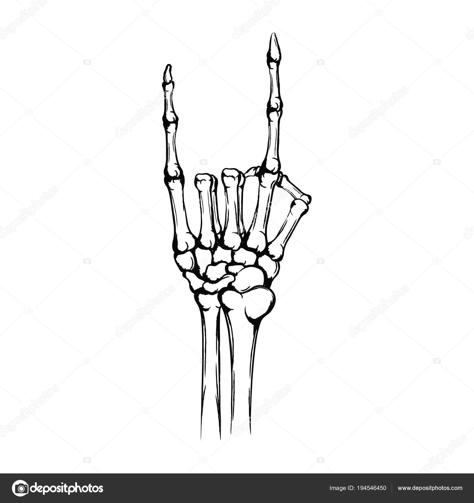 rock on skeleton hand background