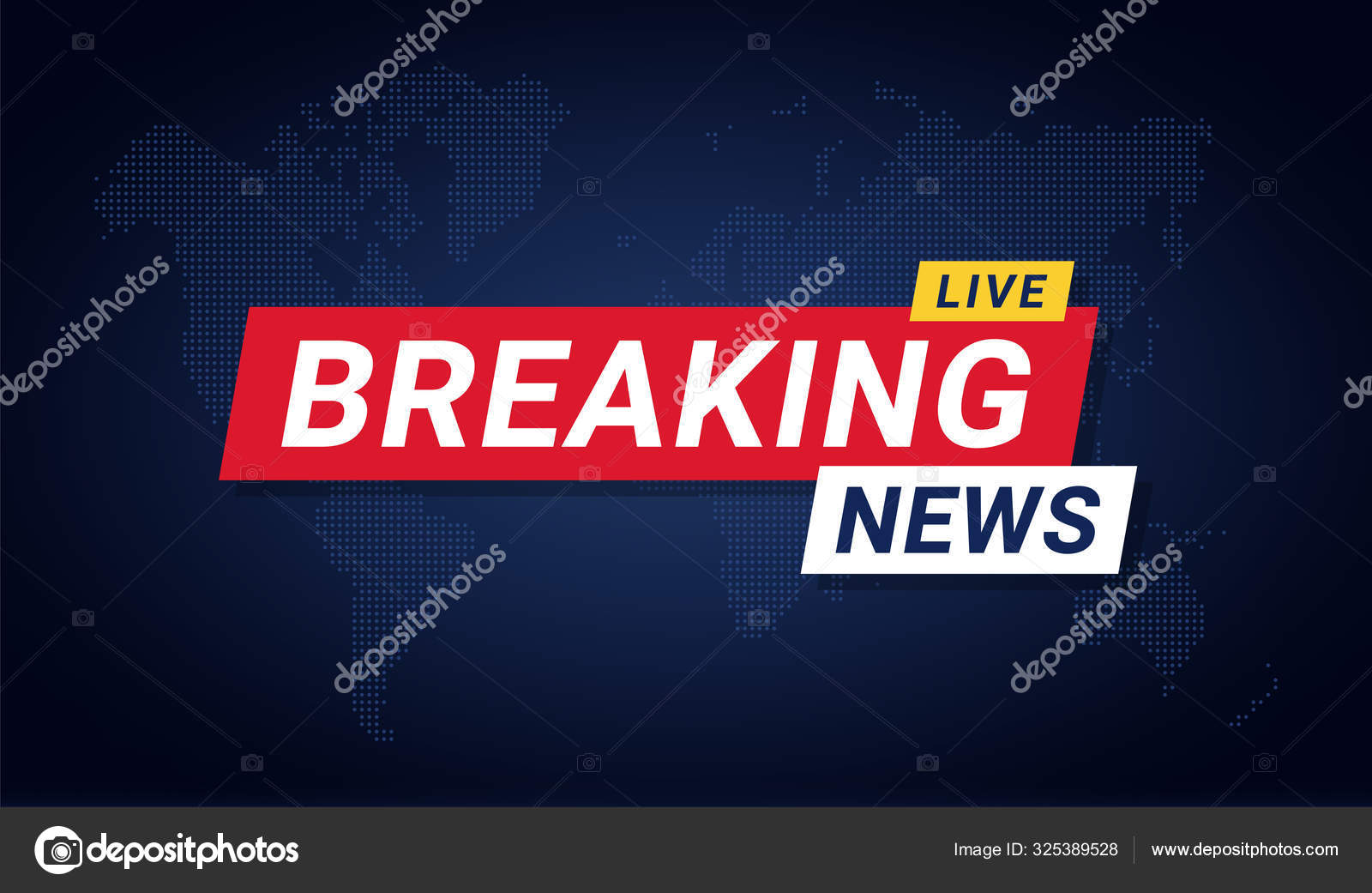 Breaking news banner template. Breaking news background for screensaver,  lower third. Red and blue banner on stylized world map background Stock  Vector Image by ©Yevgenij_D #325389528