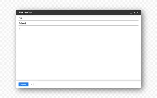 Образец окна электронной почты. Пустое окно сообщения электронной почты с панелью инструментов и минималистичным интерфейсом — стоковый вектор