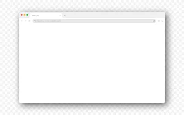 Leeg browservenster op transparante achtergrond. Lege web pagina mockup met werkbalk — Stockvector