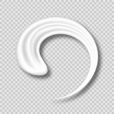 Kozmetik krem dokusu, beyaz jel, diş macunu ya da losyon dokusu. Gerçekçi krem lekesi, şeffaf arkaplanda izole edilmiş kozmetik örneği