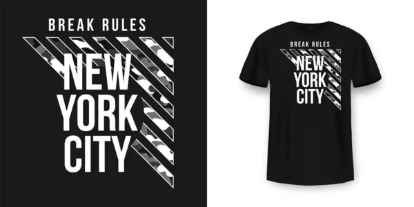 Shirt Design Estilo Exército Militar Com Textura Camuflagem Tipografia Cidade —  Vetores de Stock