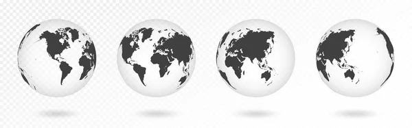 Conjunto Globos Transparentes Terra Mapa Mundo Realista Forma Globo Com —  Vetores de Stock