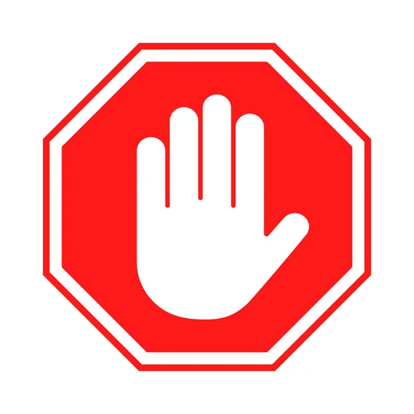 Stop Sign Red Forbidding Sign Human Hand Octagon Shape Stop — Stock Vector