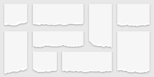 Yırtık Kağıt Parçaları Yırtık Kenarlı Yırtık Kağıt Şeritler Beyaz Kağıt — Stok Vektör