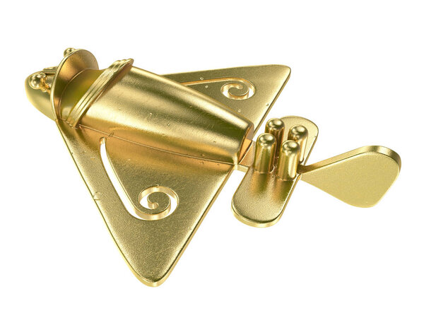 Золотой самолет на белом фоне
