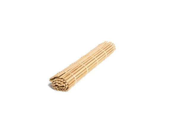 Bamboo Mat Isolated White — Stock Photo, Image