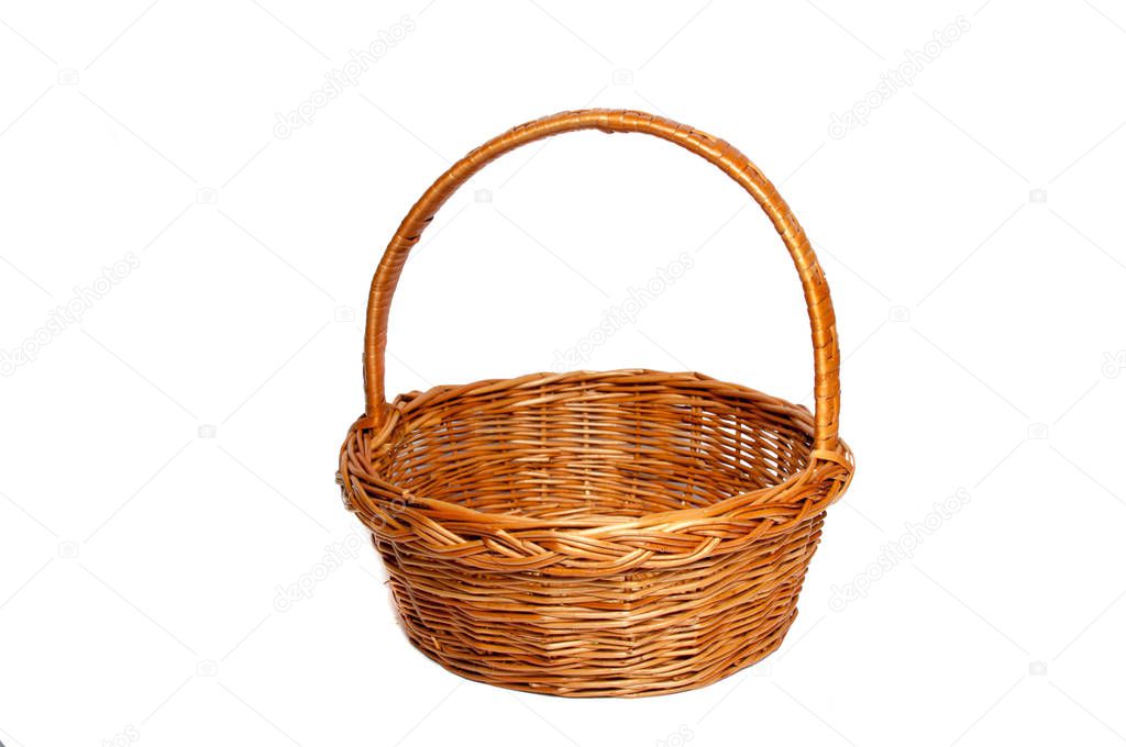 Wooden basket isolated on the white