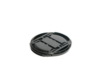 Lens kapağı üzerinde beyaz izole