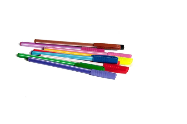Colorful Isolated Pens Markers White — Stock Photo, Image