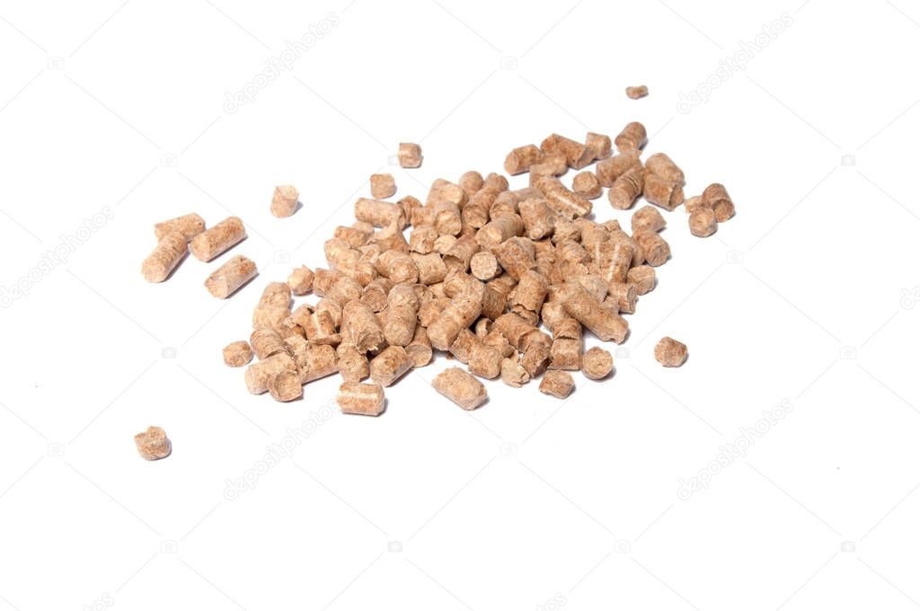 Pellets compressed in pieces on the white