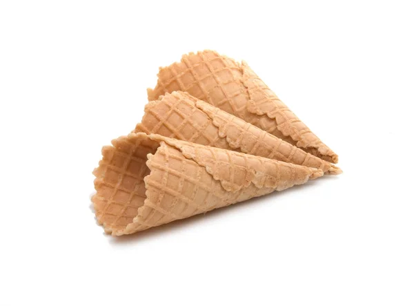 Waffle Cone Isolted Vita Våffla För Glass — Stockfoto