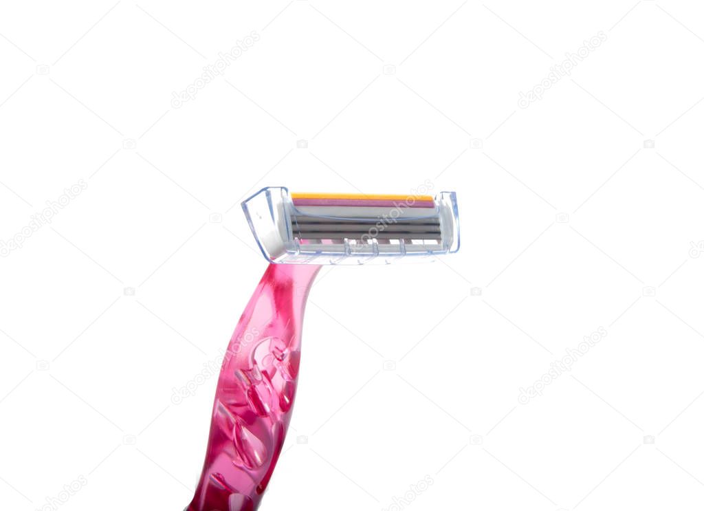 pink razor isolated on the white