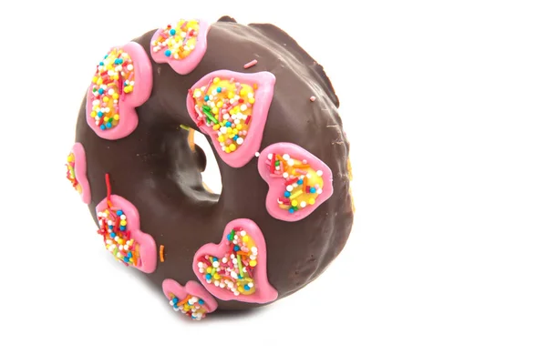 Exklusiva Chokladdessert Donut Isolerat Vitan — Stockfoto