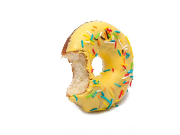 Gele Donut Geïsoleerd Witte Achtergrond — Stockfoto