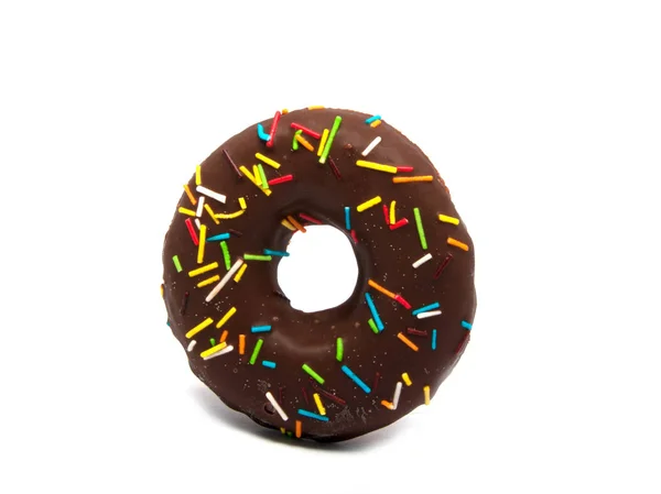 Exclusieve Chocoladedessert Donut Geïsoleerd Witte — Stockfoto