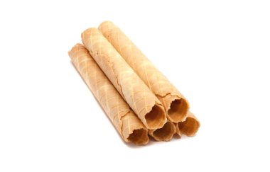 Beyaz arkaplanda izole edilmiş waffle ruloları