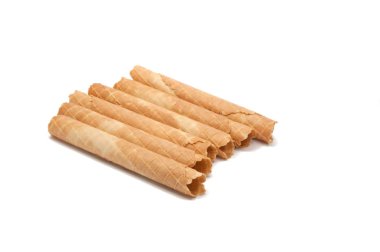 Beyaz arkaplanda izole edilmiş waffle ruloları