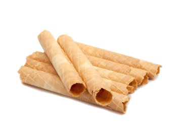 Beyaz arkaplanda izole edilmiş waffle ruloları