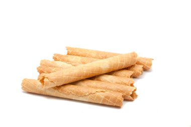 Beyaz arkaplanda izole edilmiş waffle ruloları