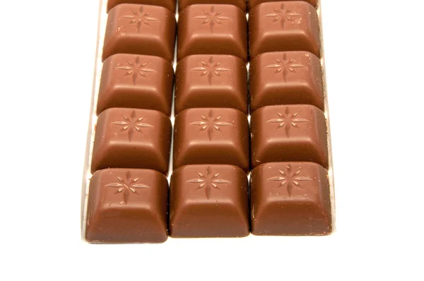 Chocolate Saboroso Quadrados Branco — Fotografia de Stock