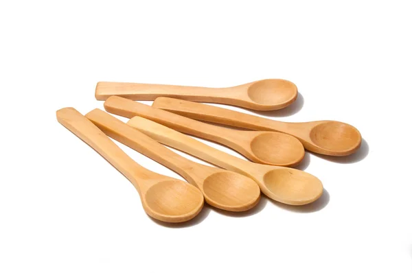 Wooden Spoons Isolated White — Stock Photo, Image