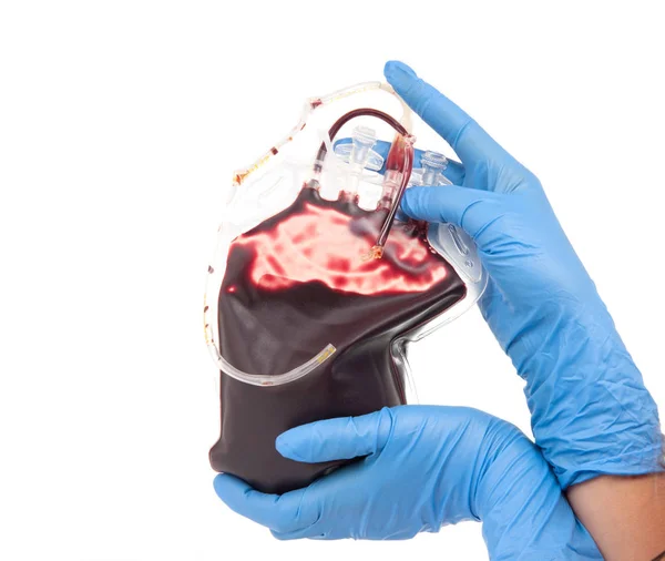 Blood Bag Hands White — Stock Photo, Image